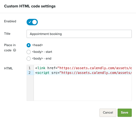 Choose HTML code location